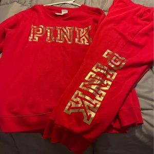 Vs pink joggers an sweatshirt nwot